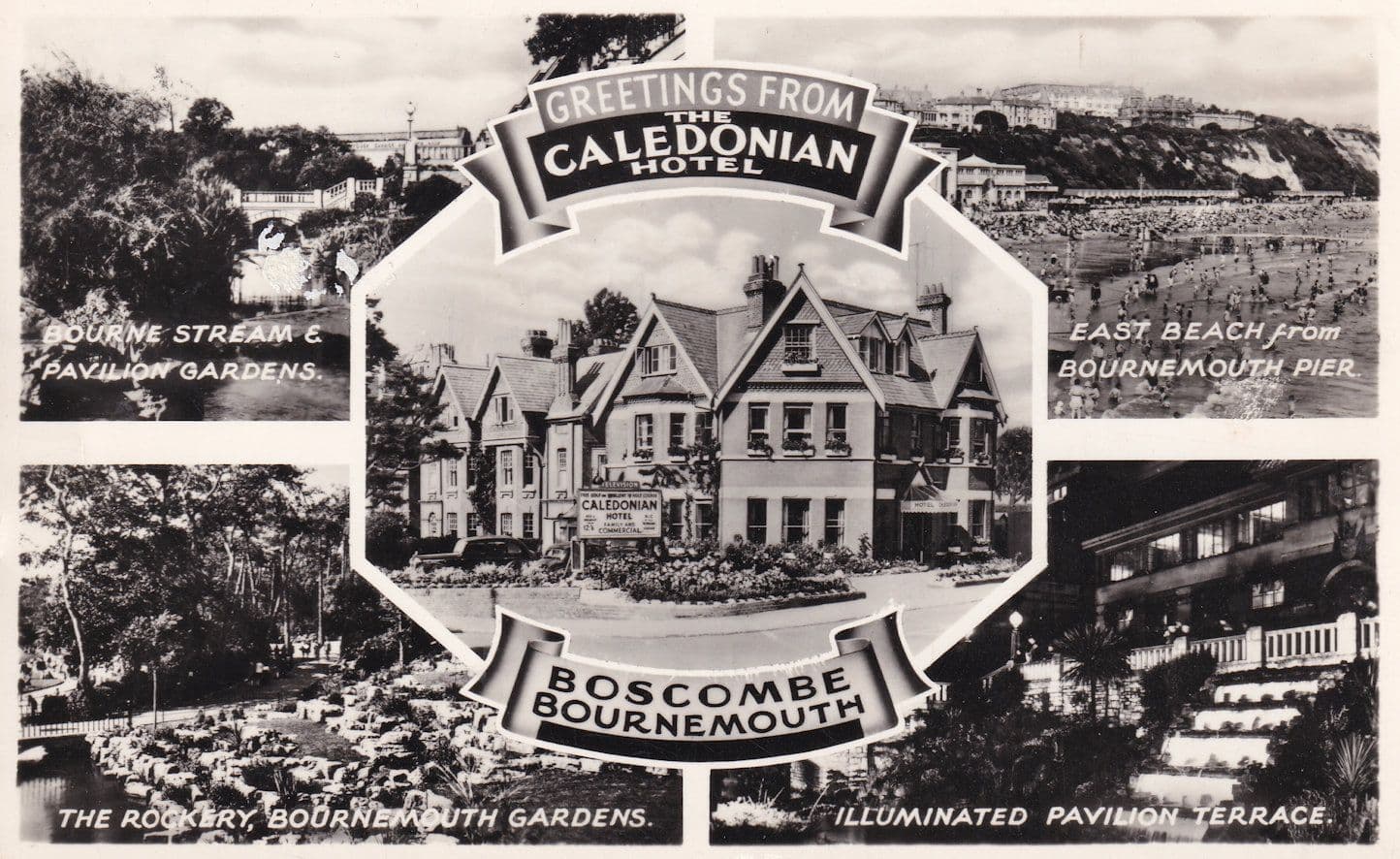 Caledonian Hotel Boscombe Dorset Real Photo Postcard