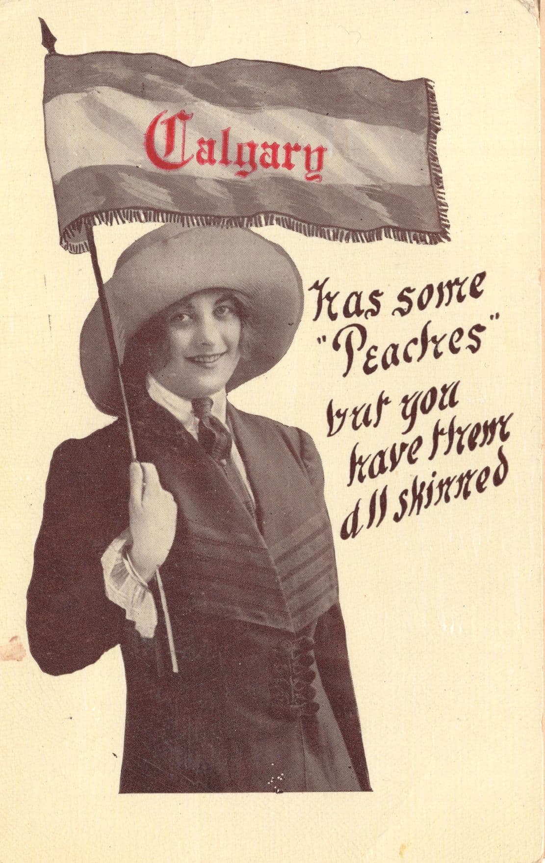 Calgary Peaches Local Canadian Woman Flag Skinned Old Fashion Photo Postcard