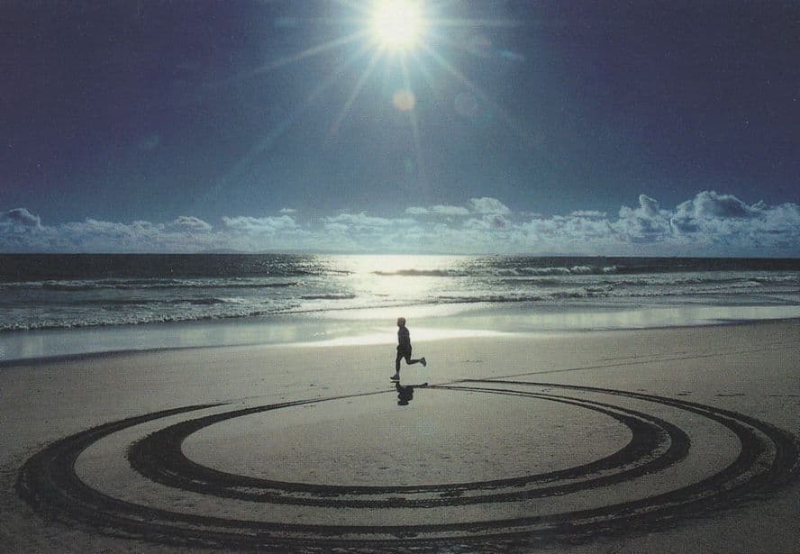 California Beach Lone Jogger at Sunset Postcard