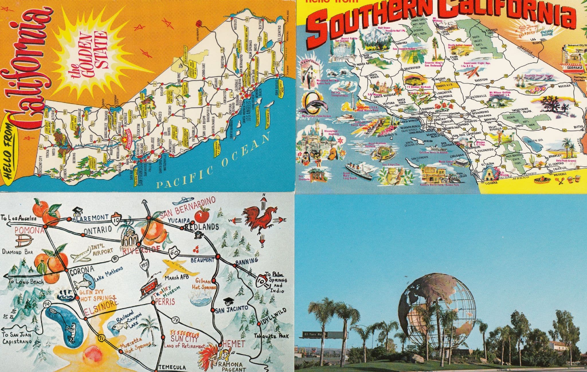 California Leisure World Inland Empire 4x Map Postcard s