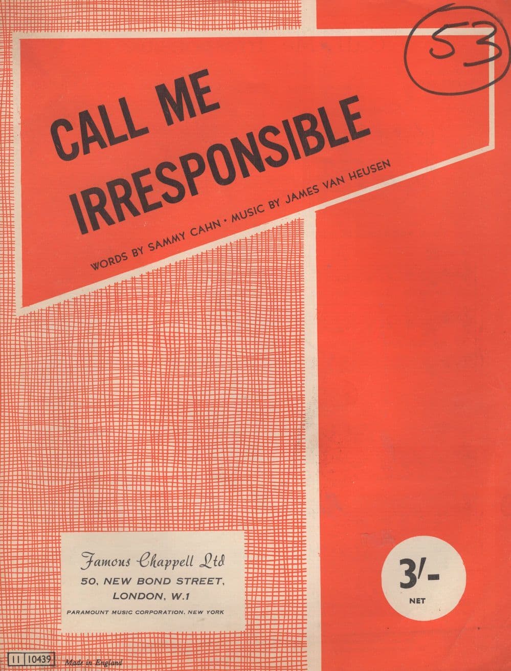 Call Me Irresponsible Cahn Van Heusen Sheet Music