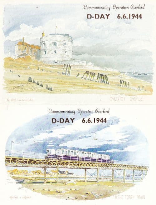 Calshot Castle King George Train 2x D Day Kent WW2 Postcard s