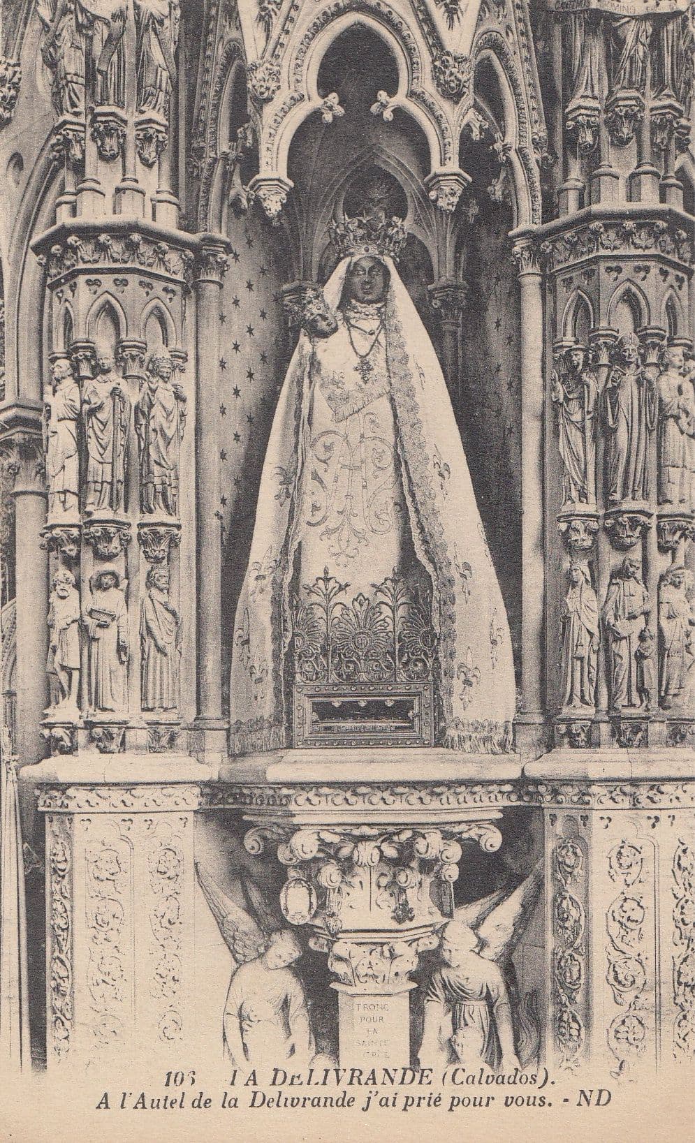 Calvados IA DeLivrande Statue French Religious Postcard