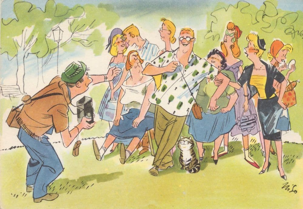 Cameraman At Drunken Holiday Comic Postcard