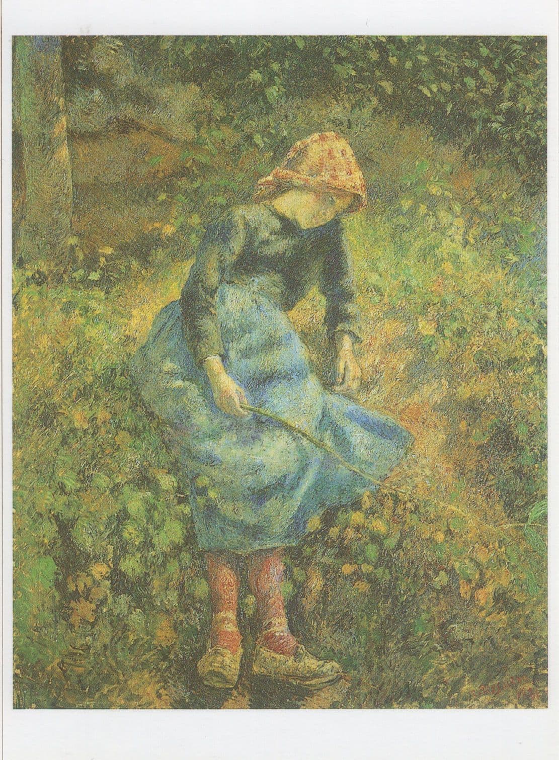 Camille Pissarro La Bergere Jeune Fille A La Baguette Painting Postcard