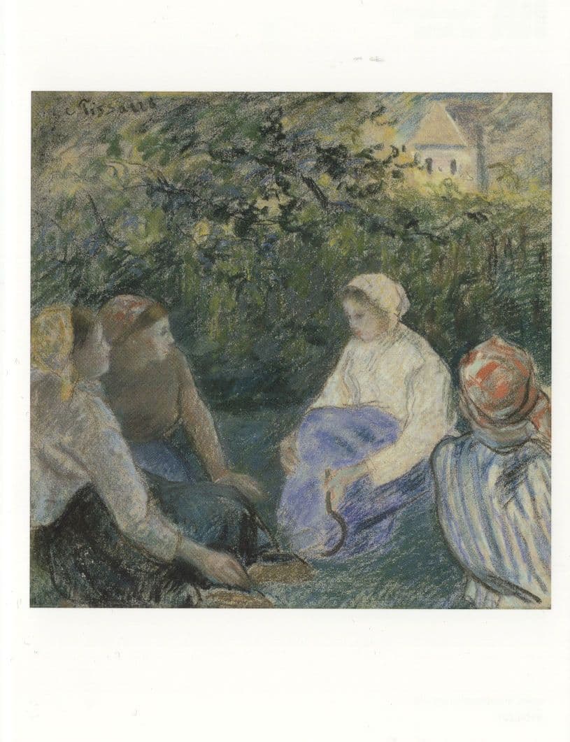 Camille Pissarro Paysannes Assises 1885 Victorian Painting Postcard