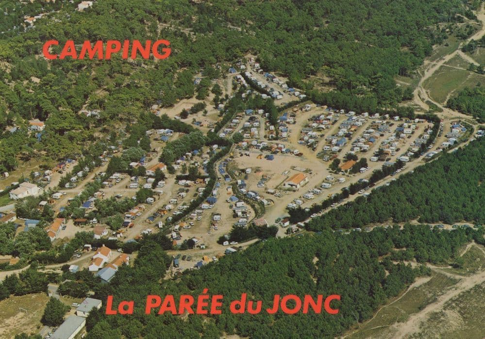 Camping at La Paree Du Jonc French Aerial Caravan Postcard