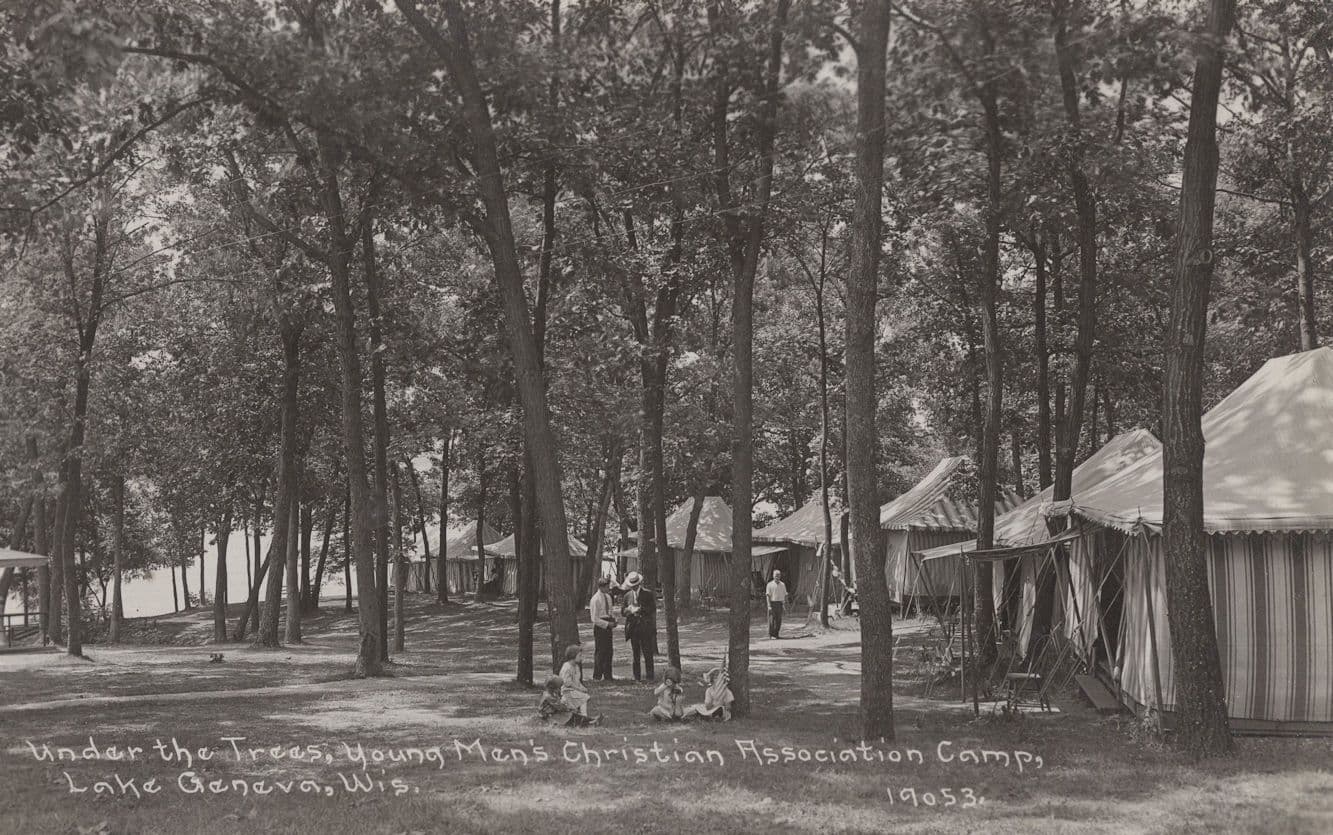Camping at Young Men Christian Camp Wisconsin USA Old Postcard
