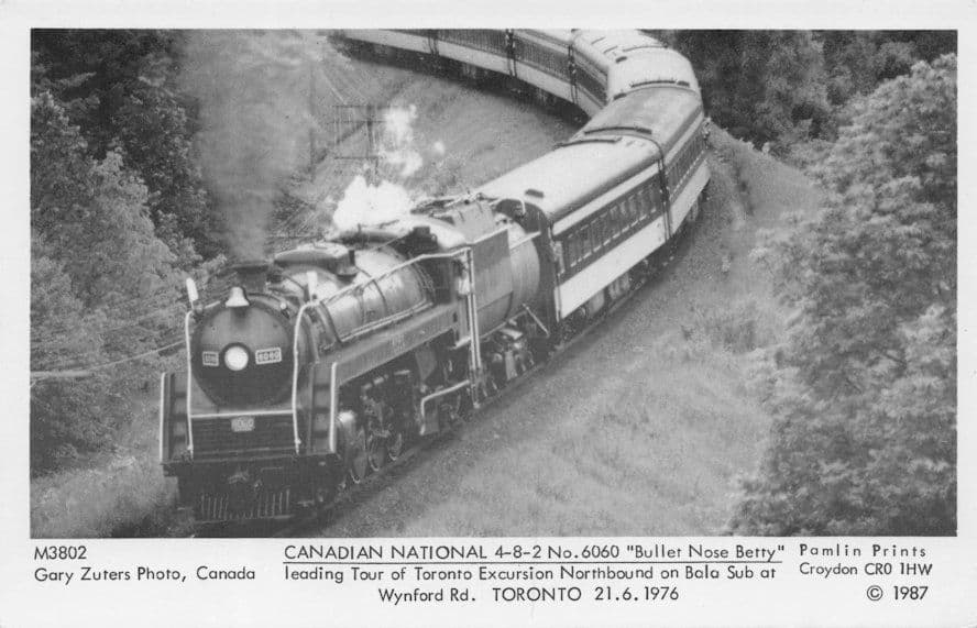 Canadian National Train 4-8-2 No 6060 in 1976 Pamlin Prints Railway RPC Postcard