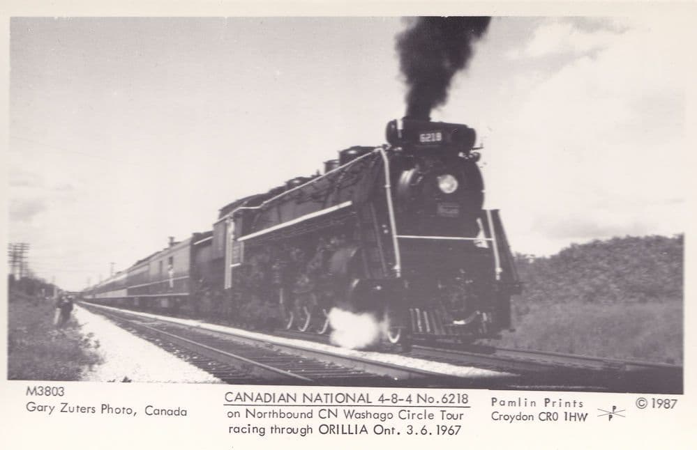 Canadian National Train Orillia Ontario Old Washago Tour Train Postcard
