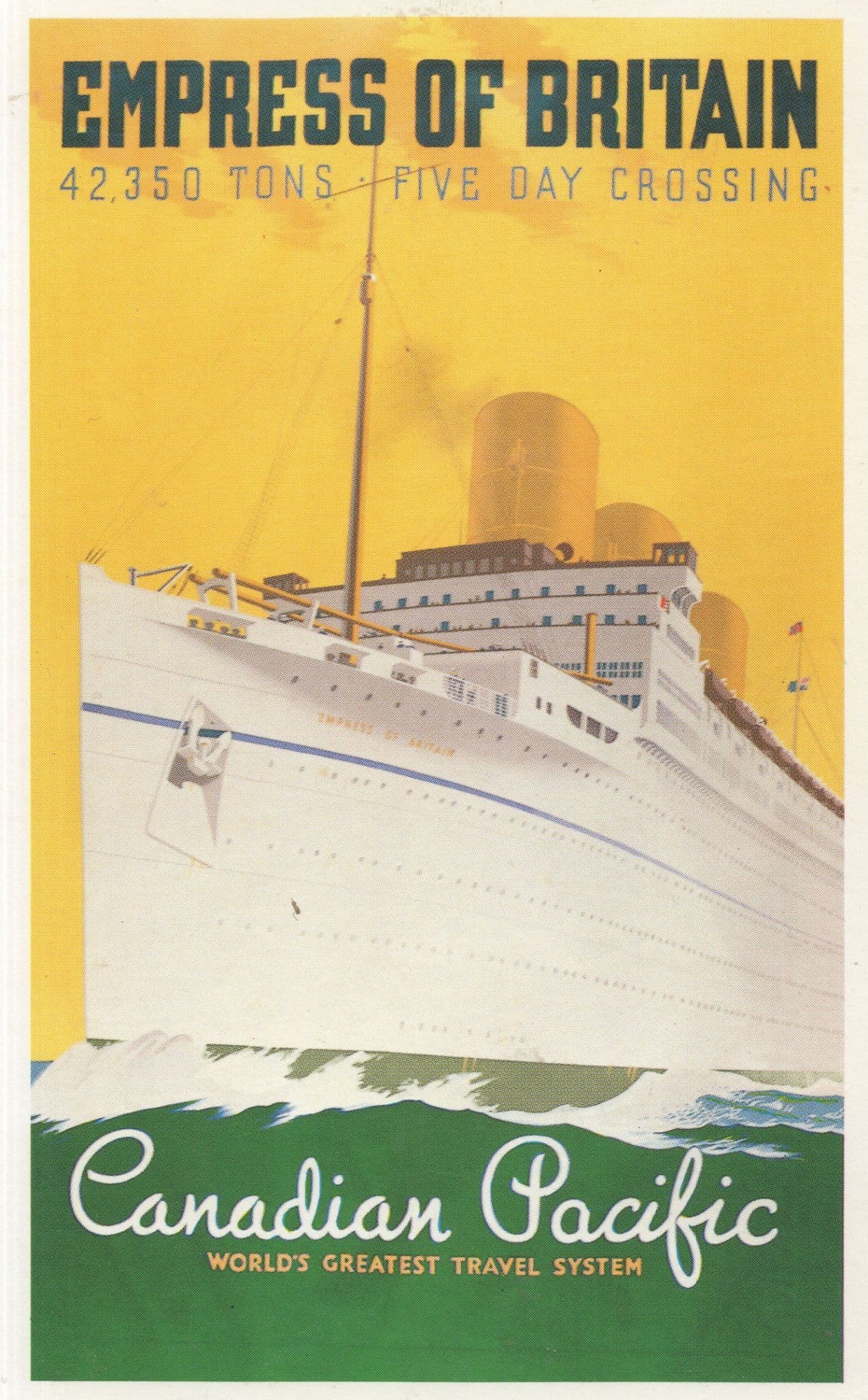 Canadian Pacific Empress Of Britain Ship Travel Advertising Postcard