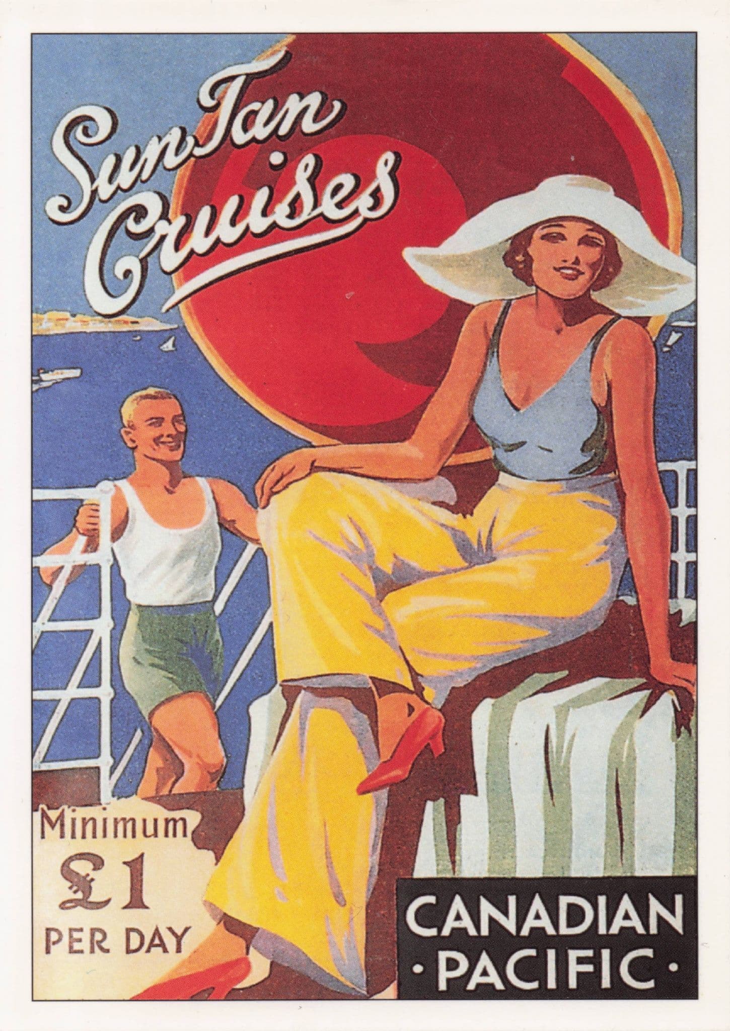 Canadian Pacific Ship Sun Tan Cruises Travel Poster Advertising Postcard