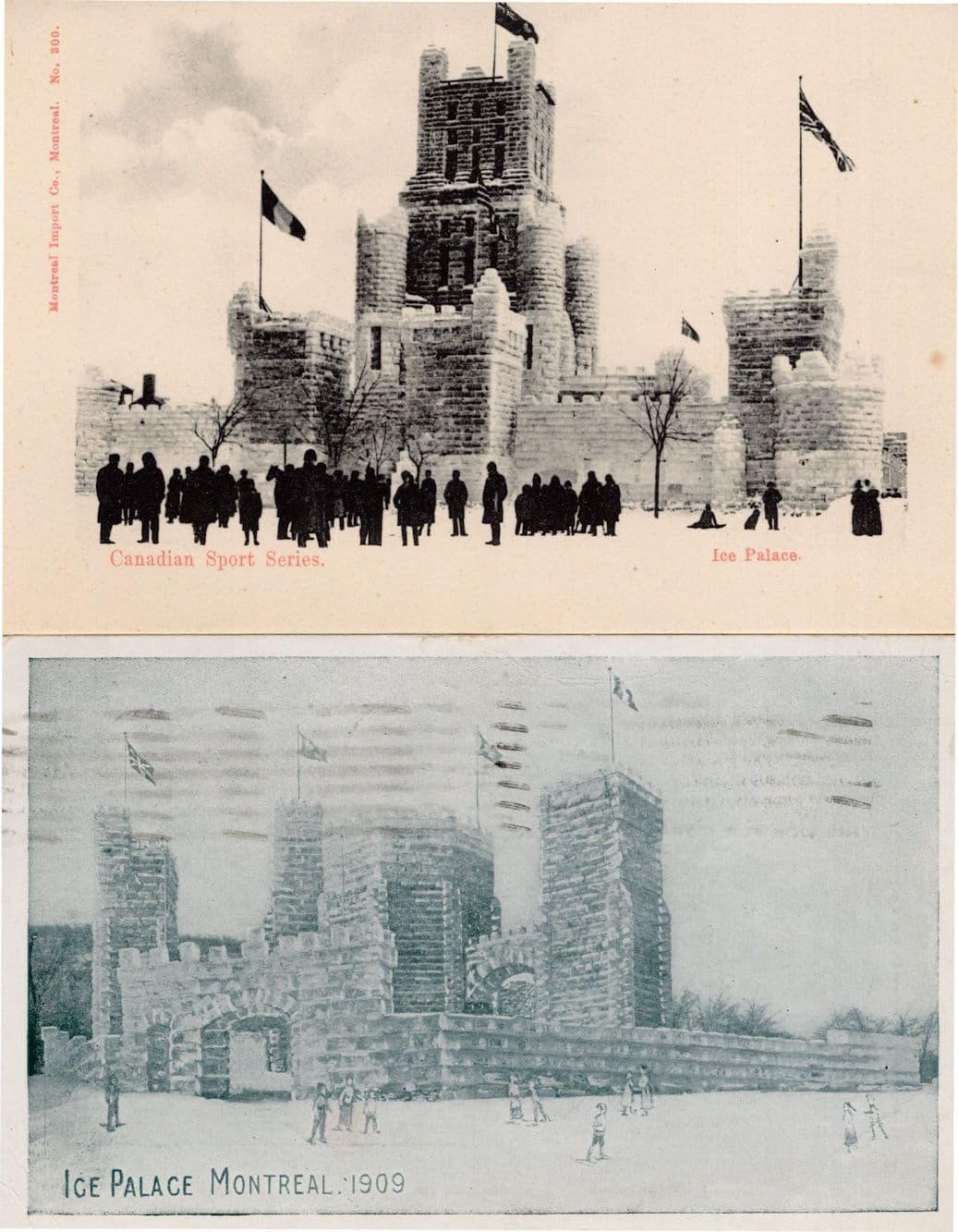 Canadian Sports Series Ice Palace 2x Antique Postcard s