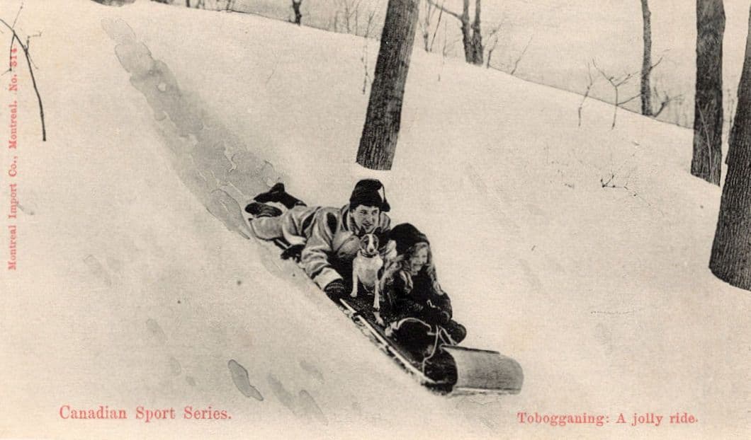 Canadian Sports Series Tobogganing A Jolly Ride Rare EX Postcard