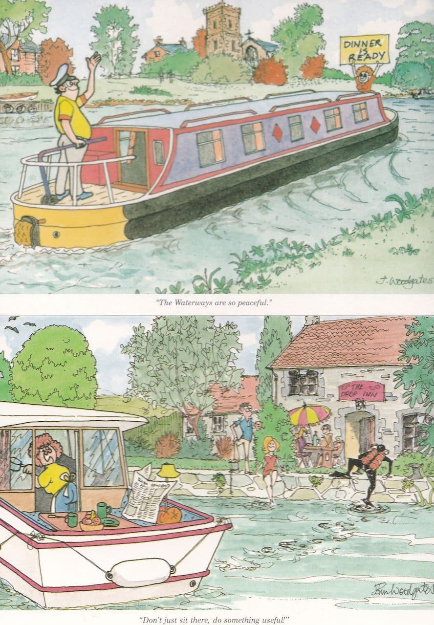 Canal Waterways Pub Boat Sailor 2x Comic Postcard s