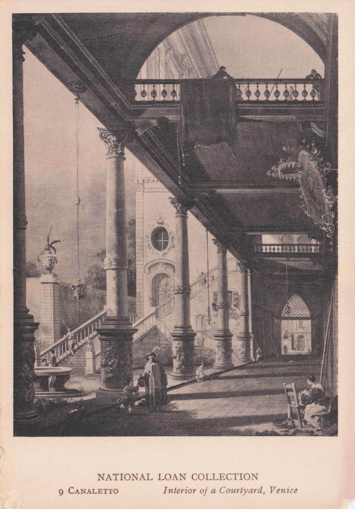 Canaletto Interior Of A Courtyard Venice Old Painting Postcard