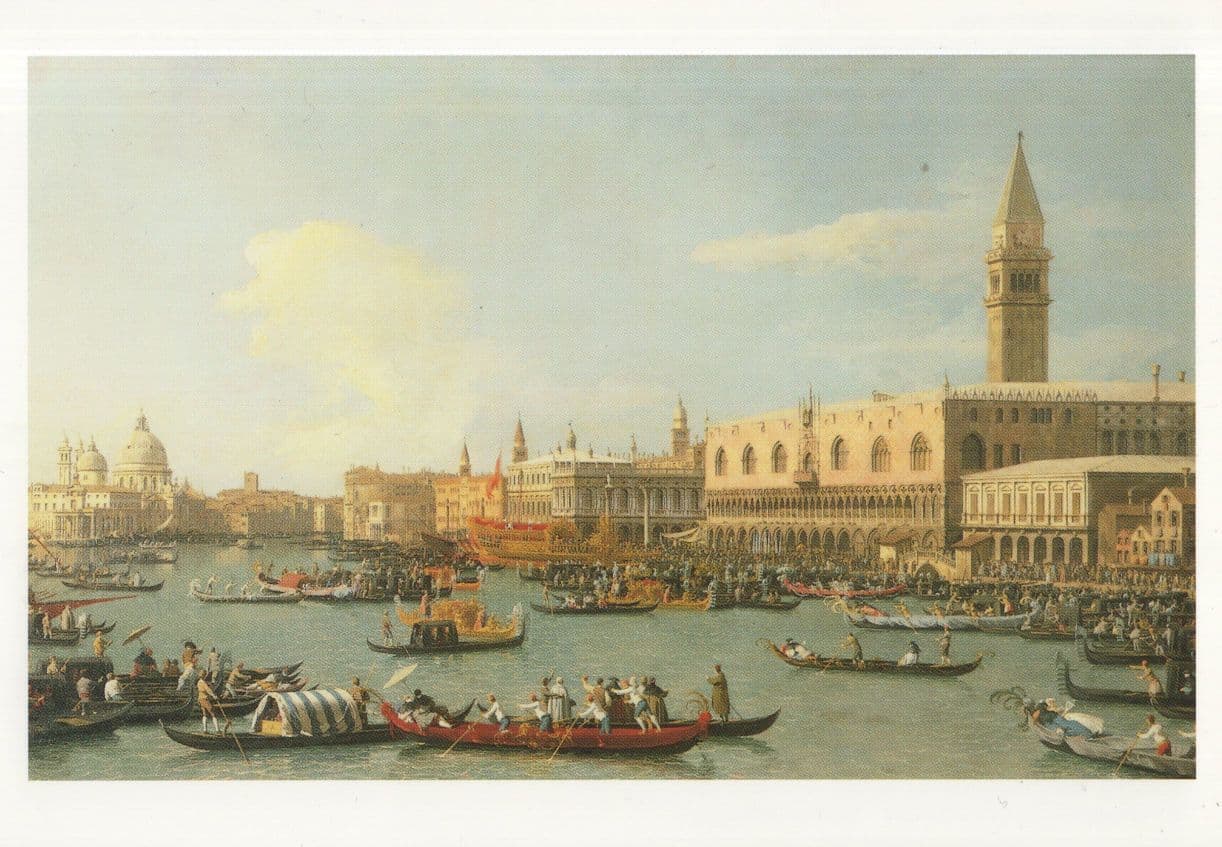 Canaletto The Bucintoro Leaving From The Molo Painting Postcard