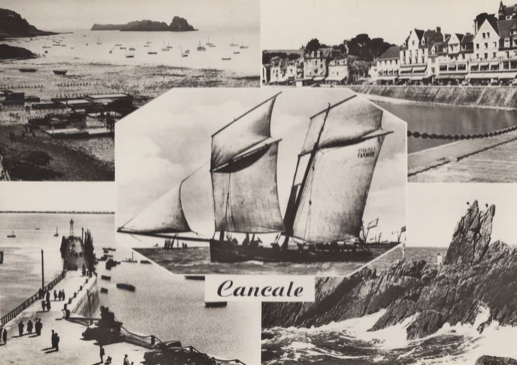Cancale Sailing Ship & Passengers Old French RPC Postcard