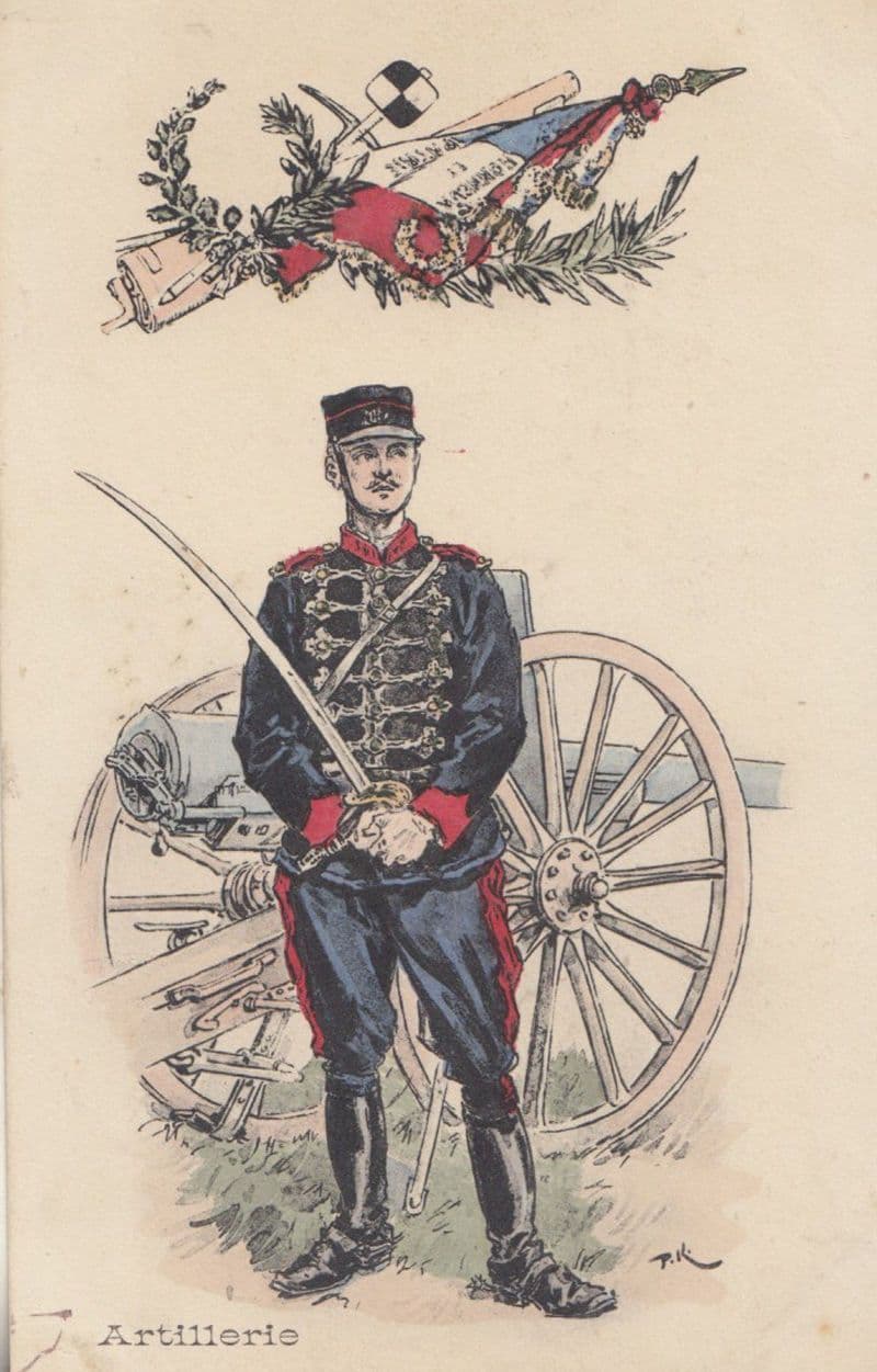 Canon Artillery Weapon French Soldier Old Francais Military Uniform Postcard