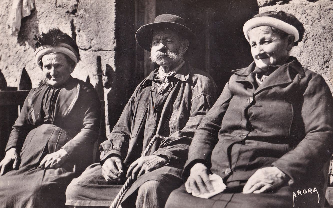 Cantal The Three Seated Trois Auvergnats French Real Photo Postcard
