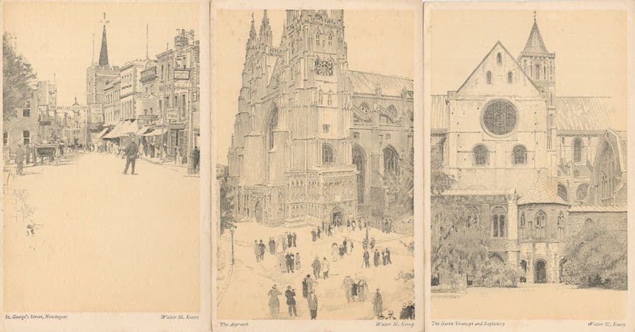 Canterbury A Sketch Book Newingate Antique Painting 3x Postcard s