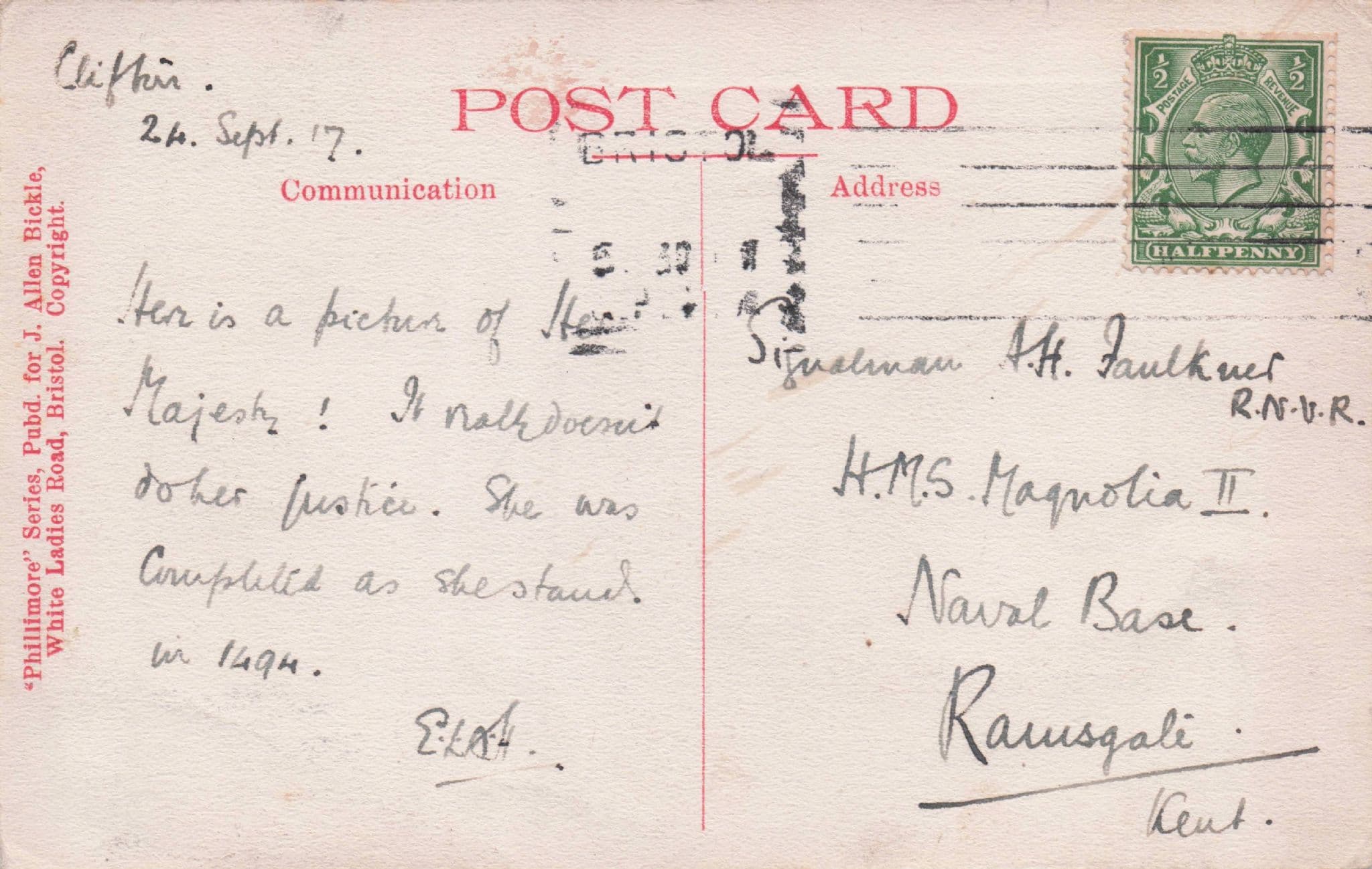Canynges St Mary Redcliffe Bristol RP Phillimore Old History Postcard