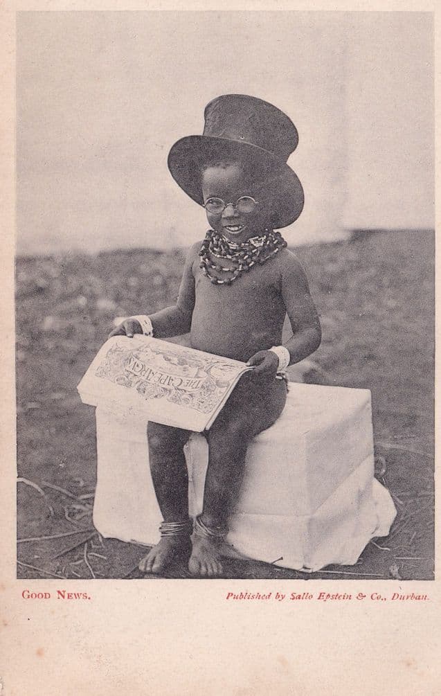Cape Town African Child Reading Newspaper Good News Postcard