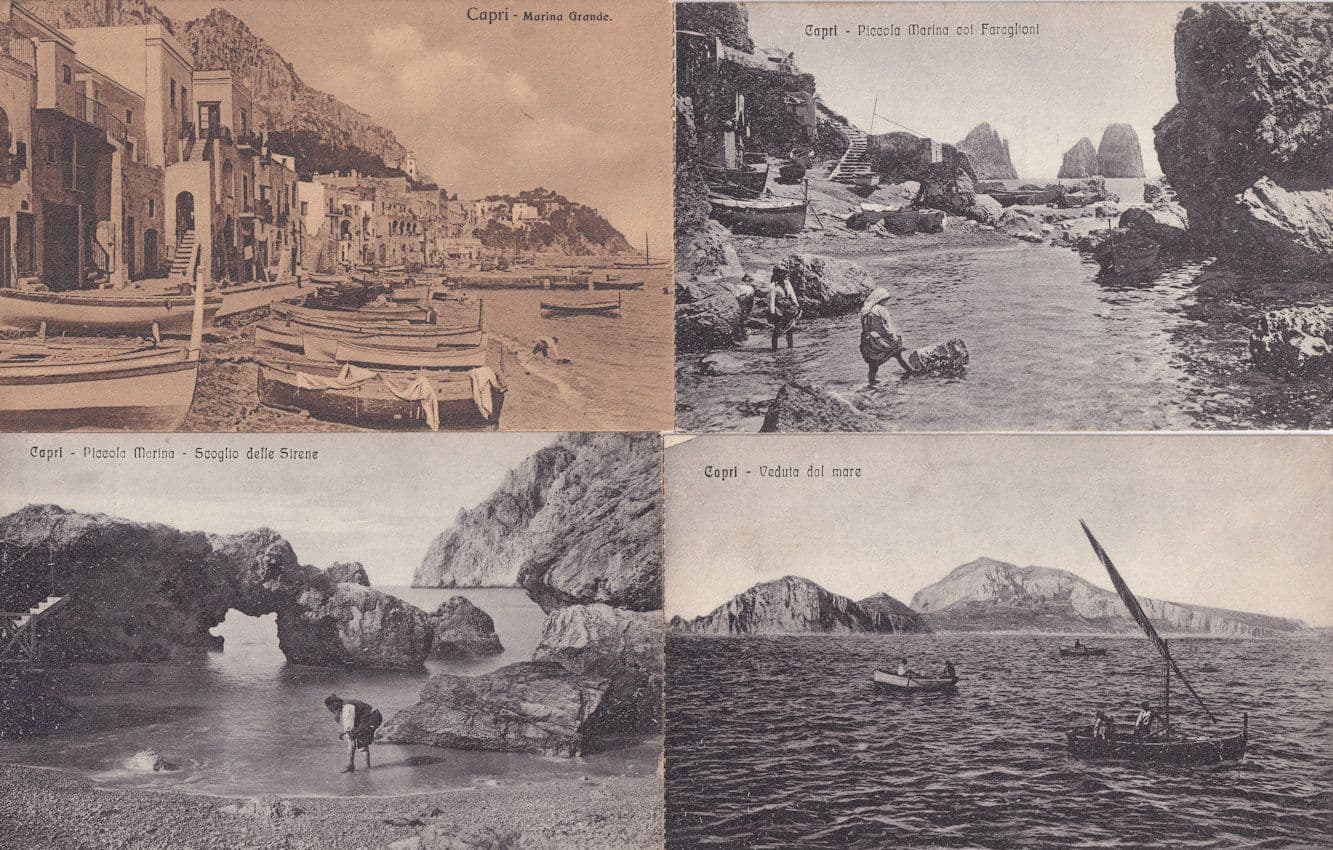 Capri Italy 4x Antique Fishing Boat Children Ships Antique Postcard s
