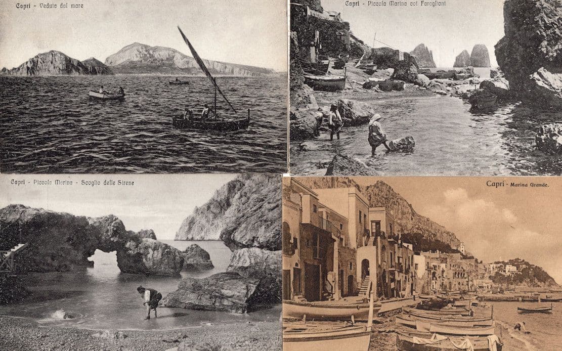 Capri Italy 4x Antique Italian Nautical Boat Postcard s