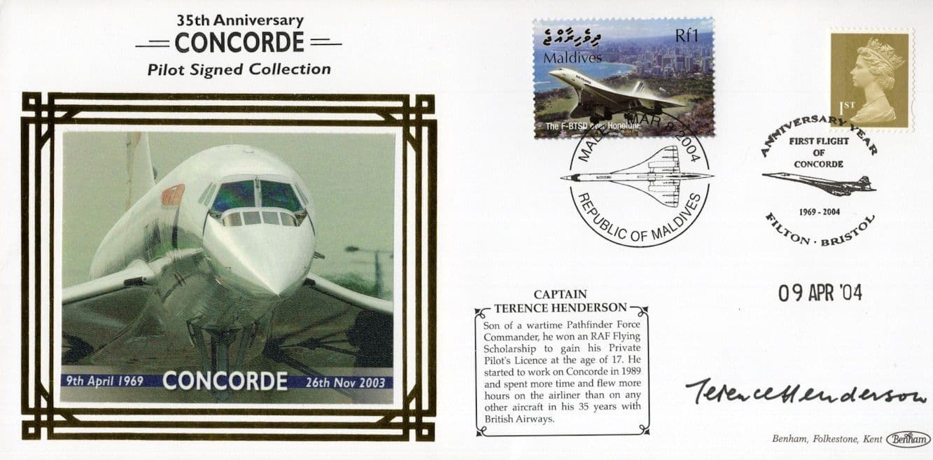Captain Terence Henderson Concorde Pilot 1969 to 2003 Hand Signed FDC