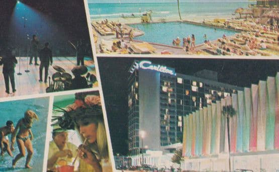 Carillon Miami Hotel Swimming Pool Live Band Concert Cocktail Drinking Postcard