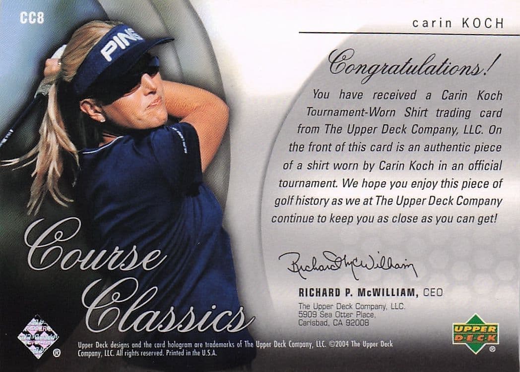 Carin Koch Course Classics 2004 Authentic Tournament Upper Deck Golf Shirt Card