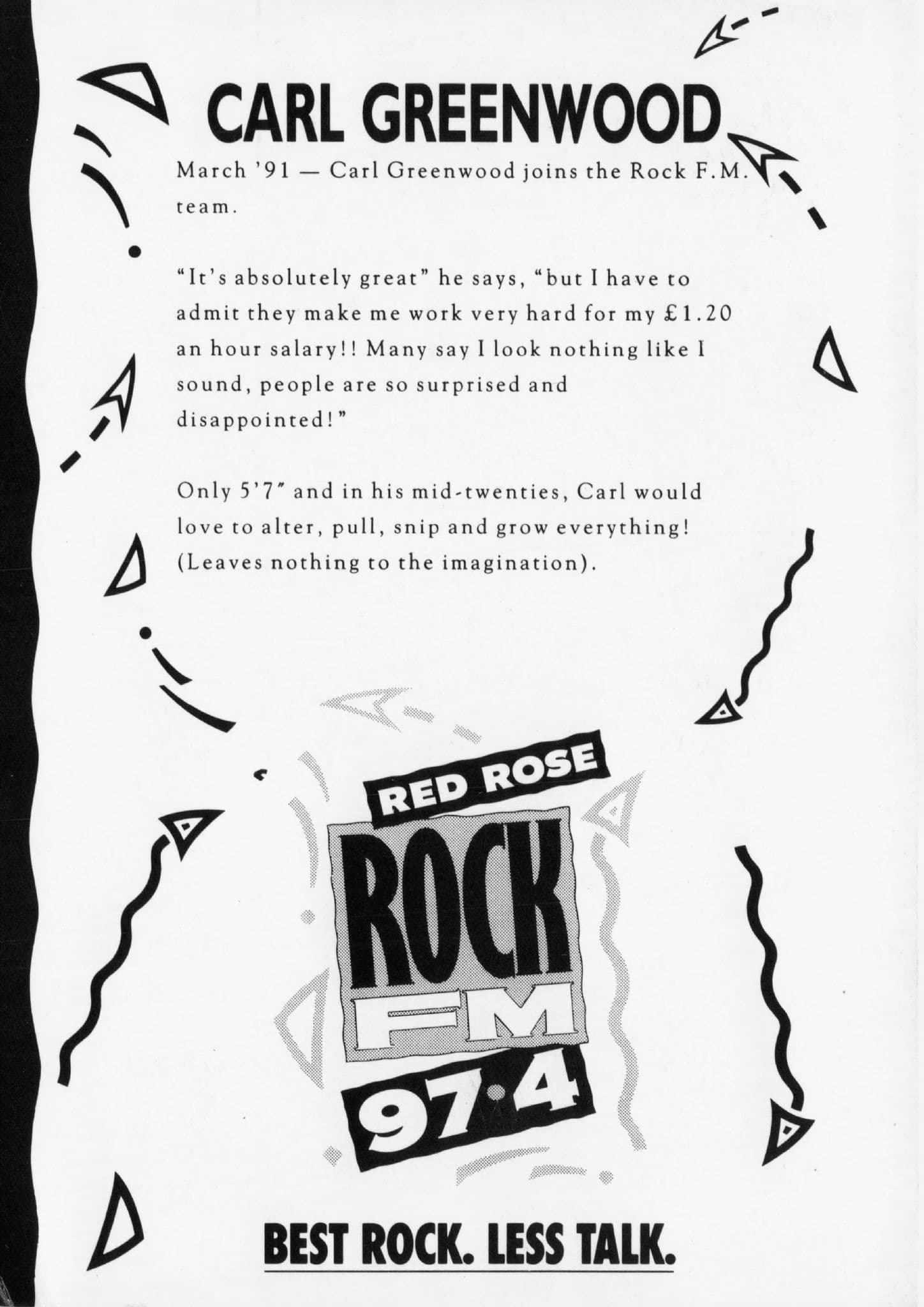Carl Greenwood Rock & Heavy Metal FM Radio DJ Advertising Card