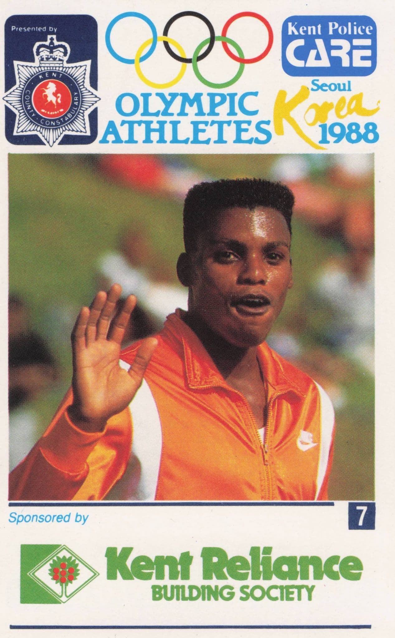Carl Lewis USA Long Jump Athlete Olympics 1988 Rare Police Trade Photo Card