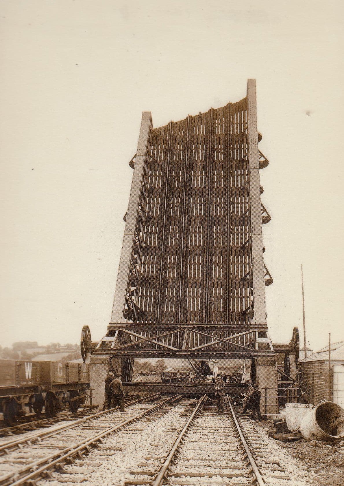Carmathen Installation Of Bascule at Bridge Train Station Postcard