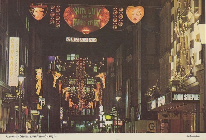 Carnaby Street London By Night Illuminations Balloon Postcard