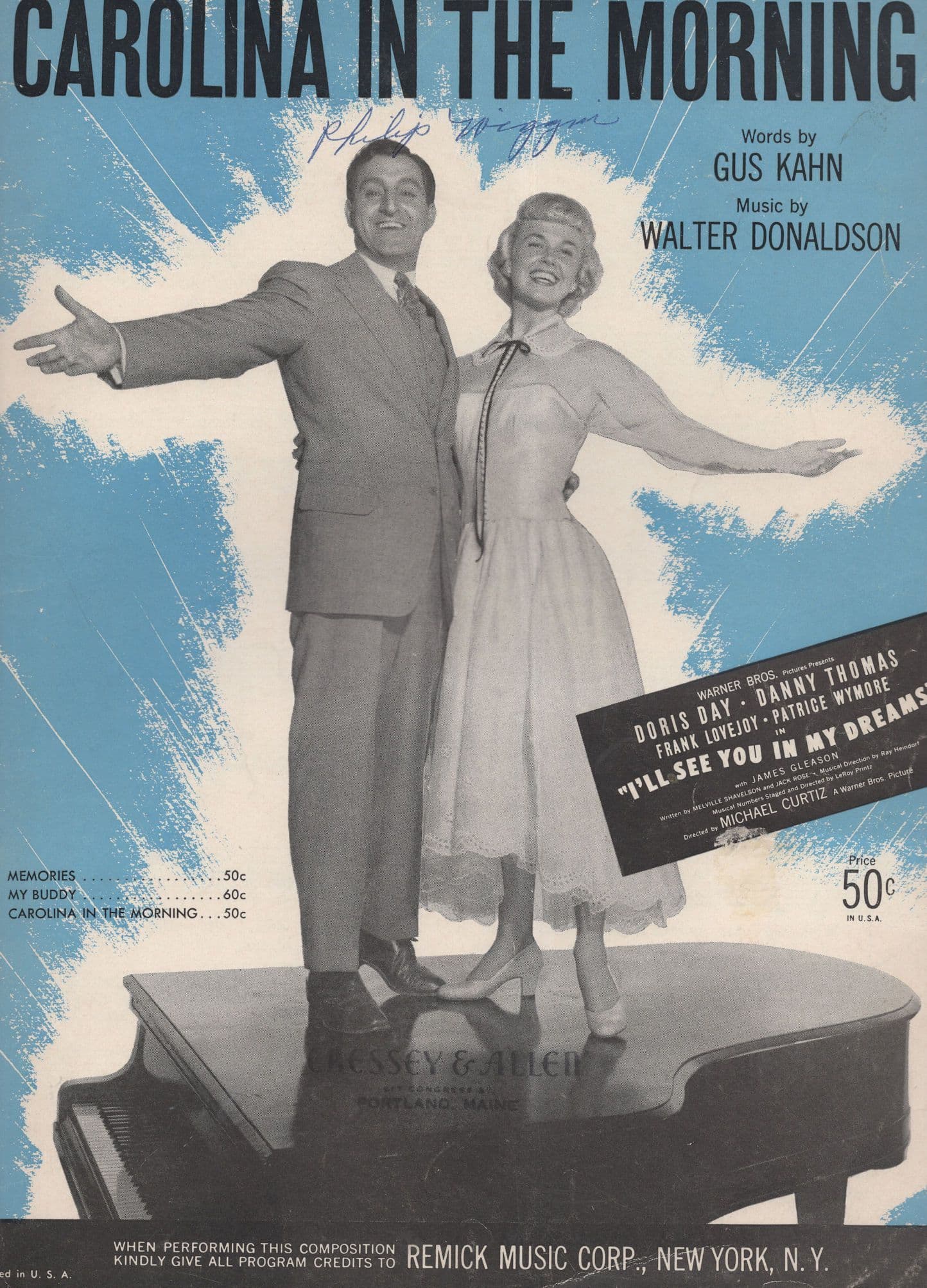Carolina In The Morning Doris Day Danny Thomas Sheet Music