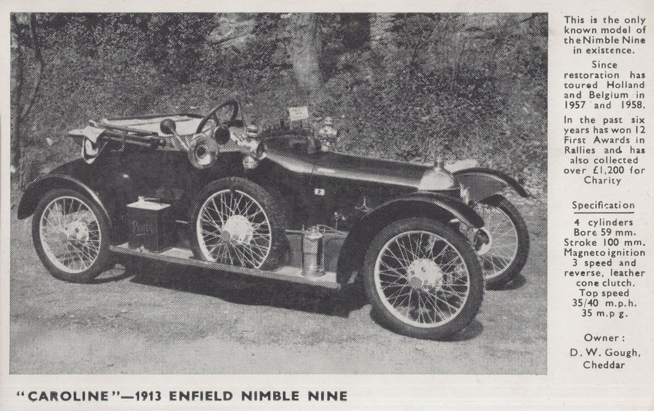 Caroline 1913 Enfield Nimble Nine Classic Car Old Postcard