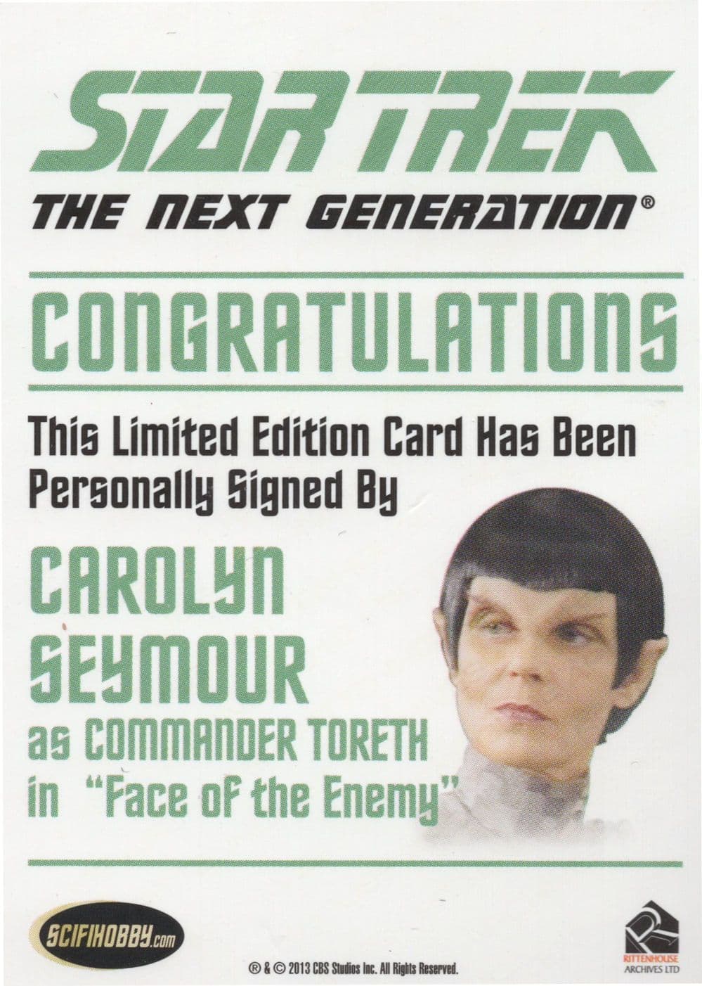 Carolyn Seymour Commander Toreth Star Trek Hand Signed Photo Card