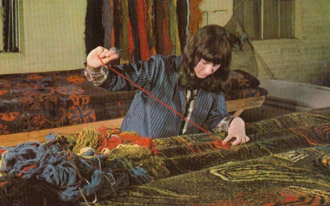 Carpet Finishing at the Wilton Royal Factory 1970s Postcard