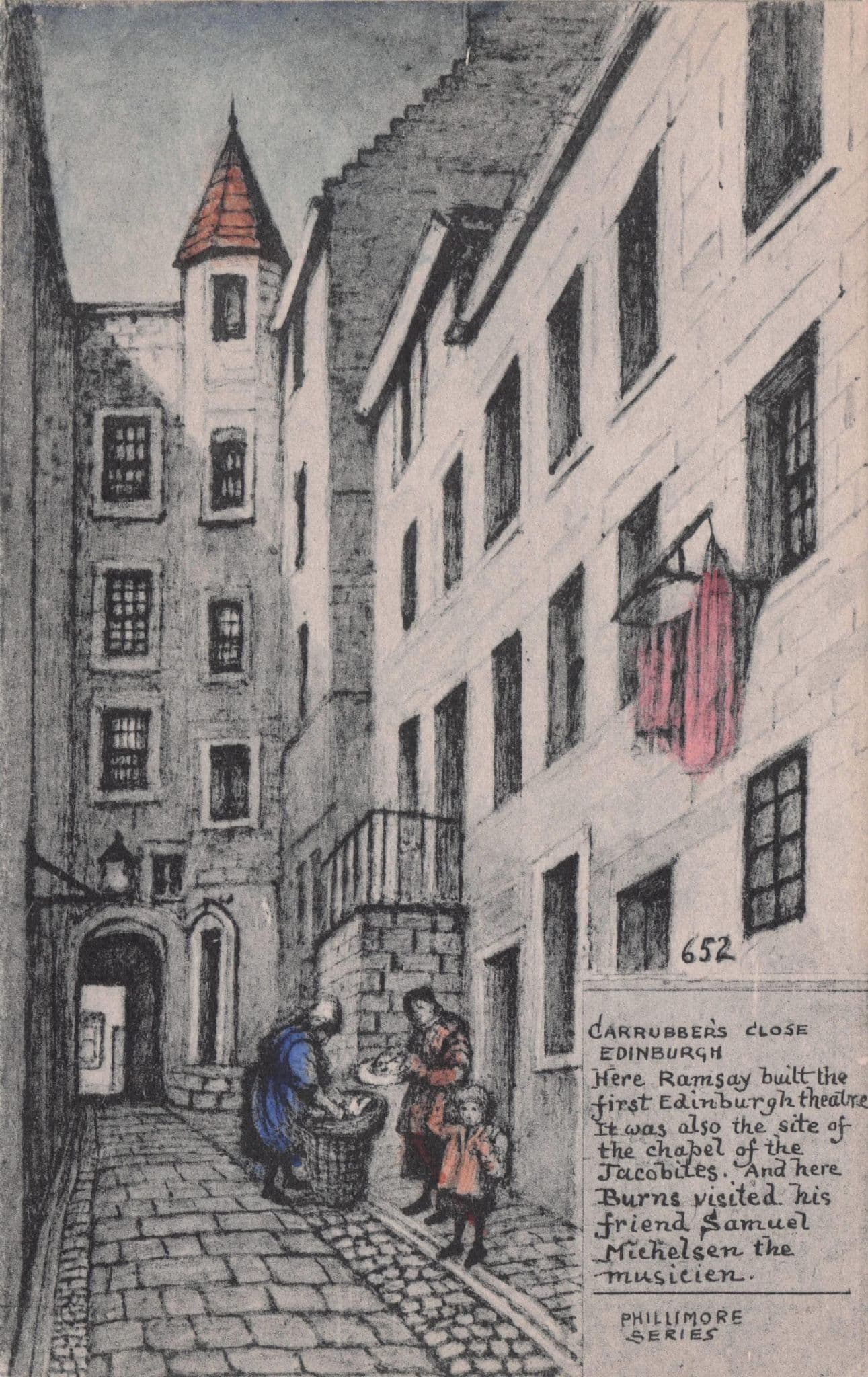 Carrubbers Close Edinburgh Scotland Rare Phillimore Painting Postcard
