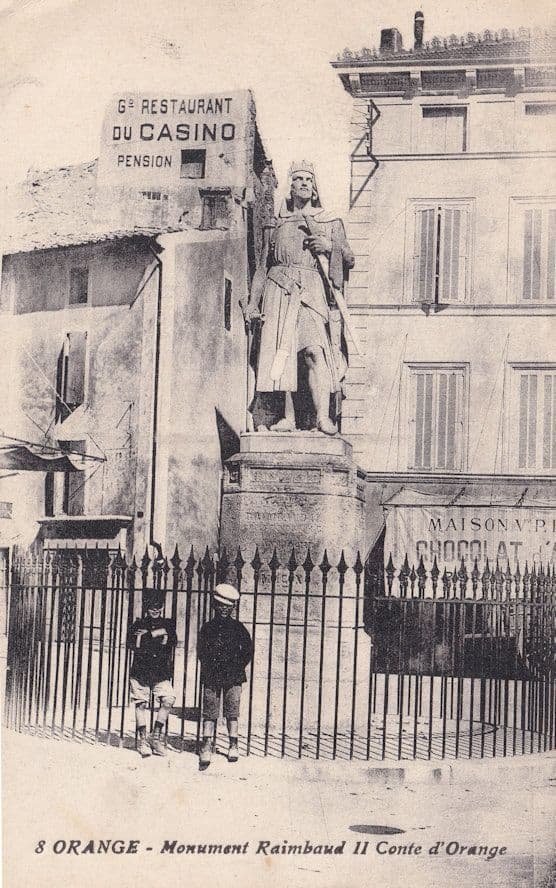 Casino Hotel Advertising Board by Statue Comte D'Orange French Postcard
