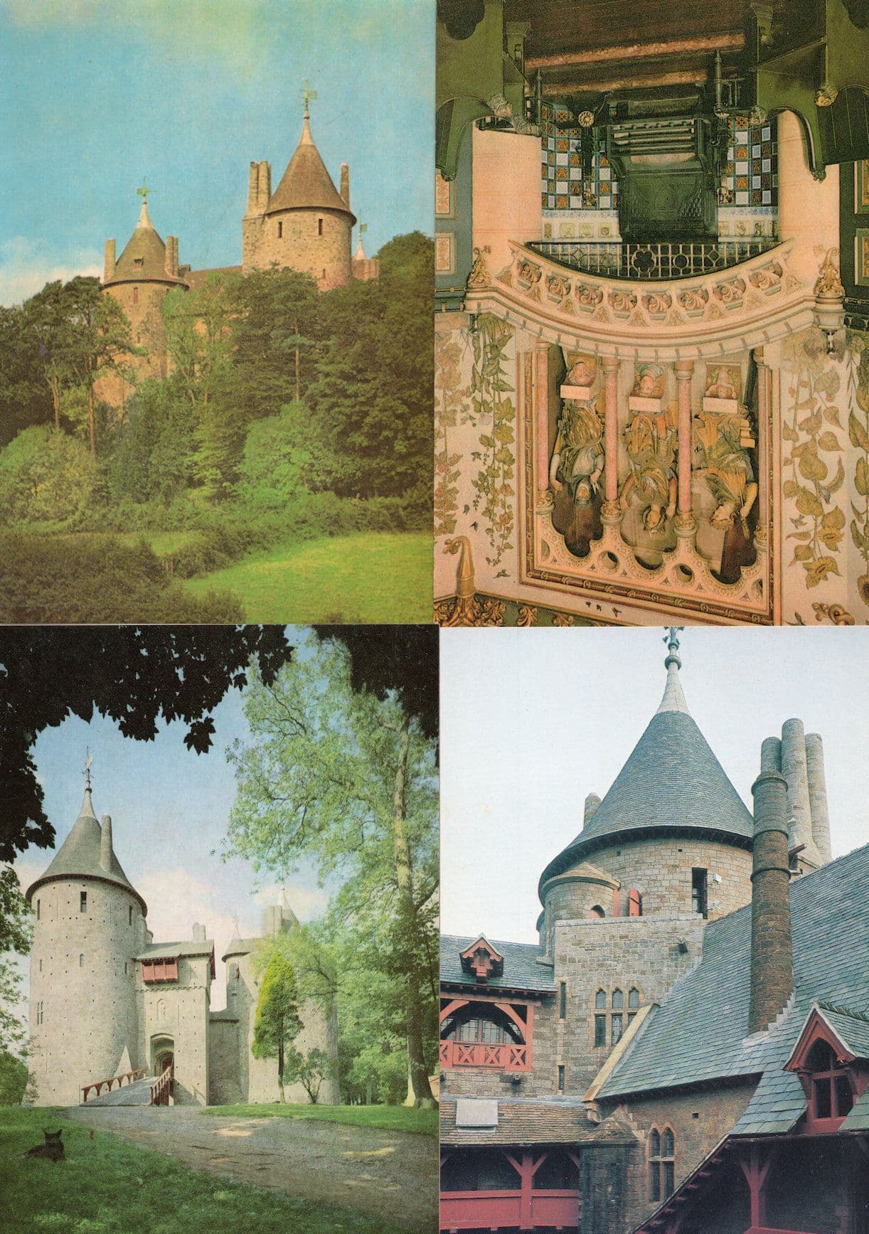 Castell Coch Drawing Room Well Tower 4x Welsh Postcard s