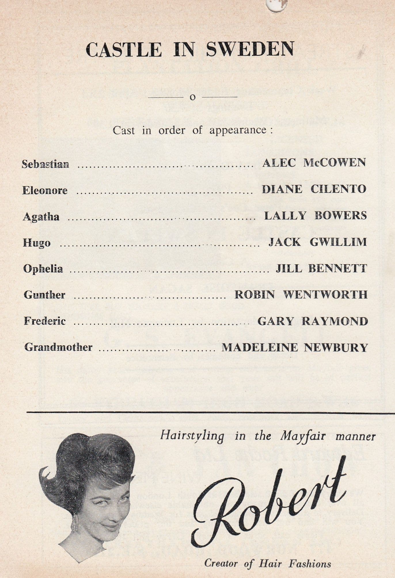 Castle In Sweden Alec McCowen The Witches Horror Hammer Film Streatham Theatre Programme