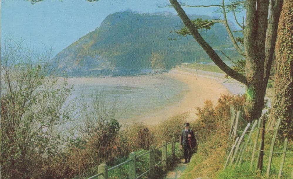 Caswell Bay Swansea Royal Mail Postman 1970s Welsh Postcard