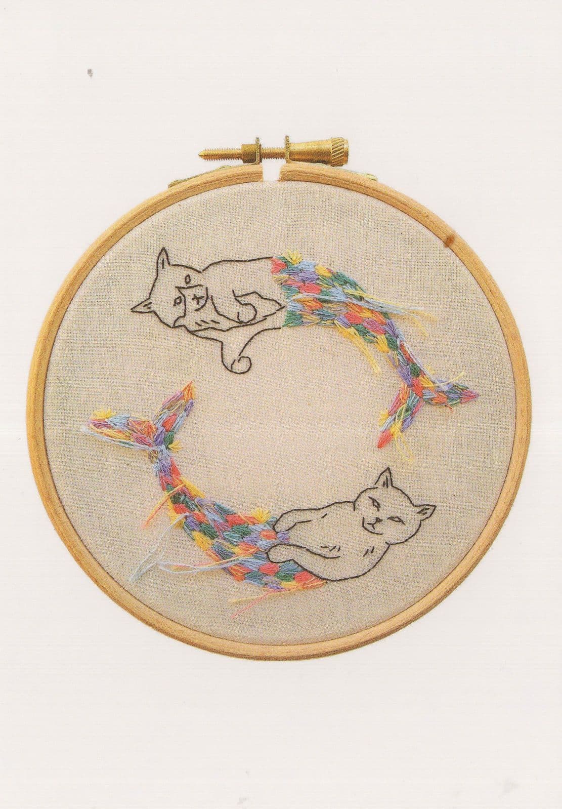 Cat Mermaid LGBT Rainbow Fish Tail Painting Postcard