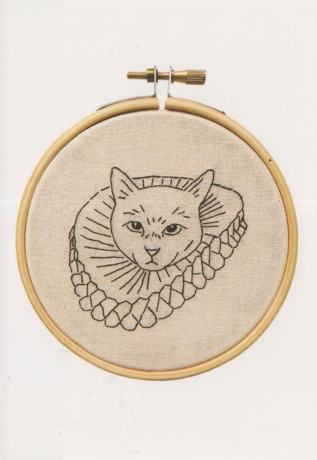 Cat Wearing Victorian Costume Neck Ruffle Painting Postcard