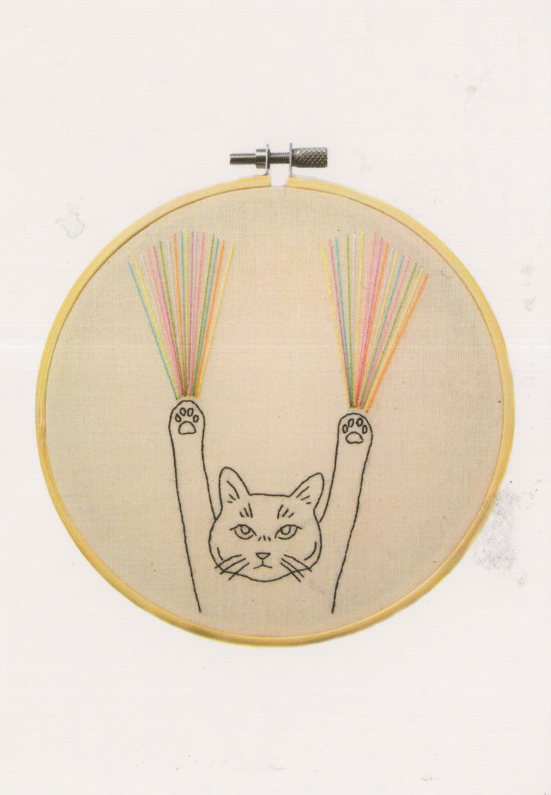 Cat With LGBT Glowing Electric Rainbow Paws Painting Postcard