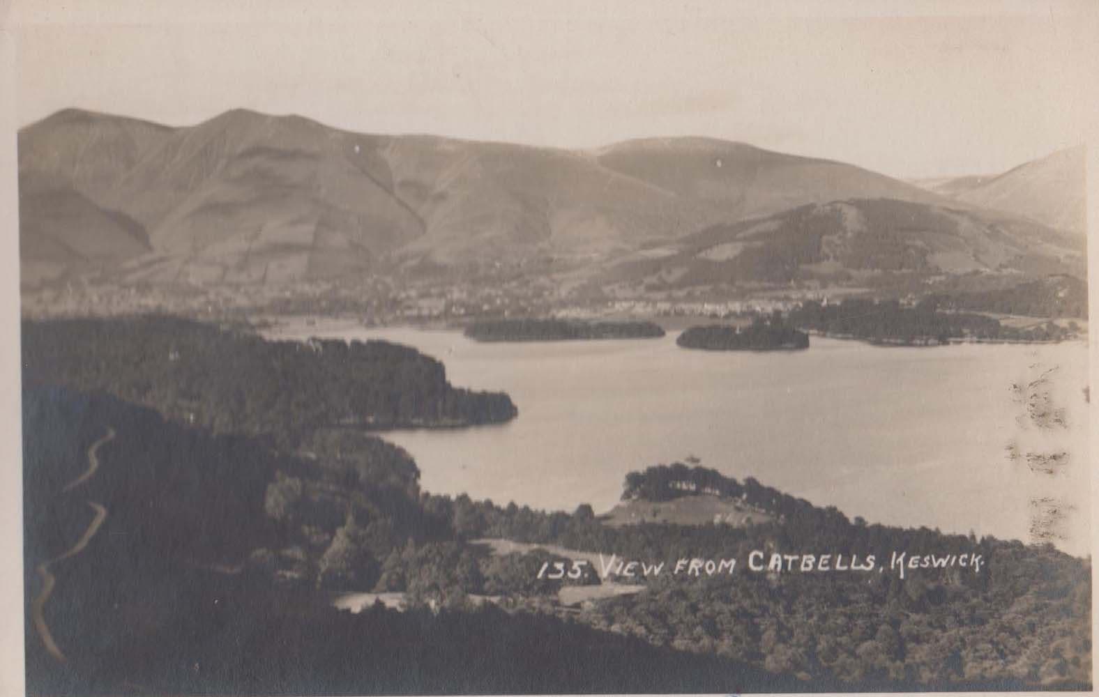Catbells Keswick Antique Aerial Postcard