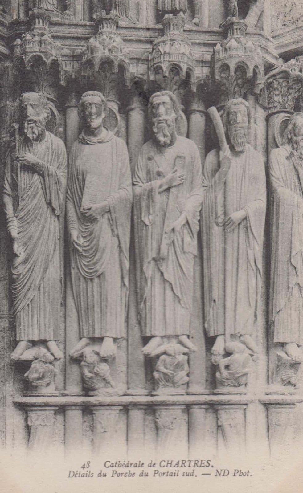Cathedral de Chartres Porche Portail French Mural Sculpture Postcard